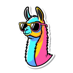 Fototapeta premium Cool Lama Character Wearing Sunglasses Sticker