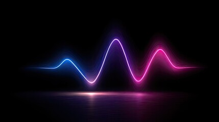 Fototapeta premium Vibrant neon waveform pulses with blue, purple, and pink hues on black