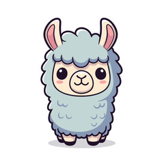 Fototapeta premium Cute Fluffy Blue Lama Standing Character
