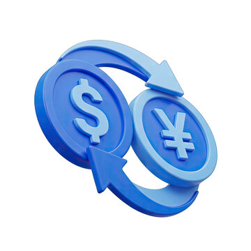 Dollar and Yen Currency Exchange Arrows