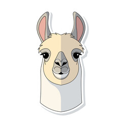 Fototapeta premium Simple Flat Lama Face Icon Facing Front