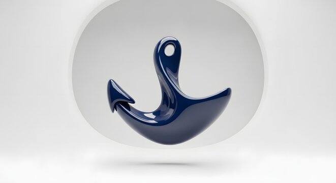 Anchor symbol rendered in a smooth blue finish sits centered within a minimalist circular frame.