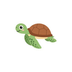 Obraz premium Cute swimming sea turtle vector illustration isolated cartoon marine character