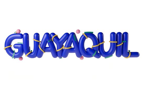 Guayaquil text en 3d color azul brillante