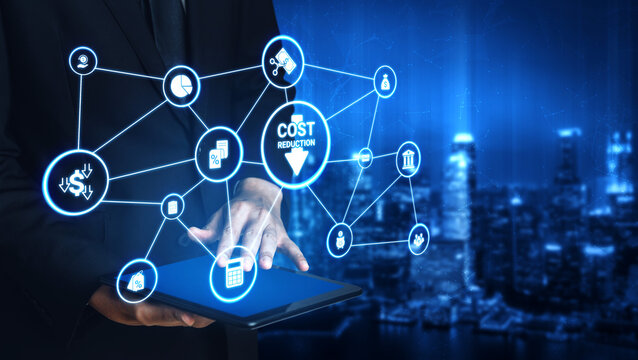 Cost reduction and cost saving through digital transformation, business cost optimization, operational cost reduction, financial savings, and resource efficiency strategy for business success. Entice