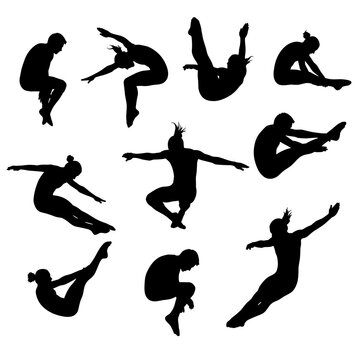 Set of Divers in Different Artistic Poses