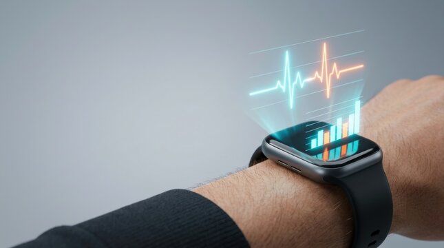 smartwatch projecting heart rate pulse graph
