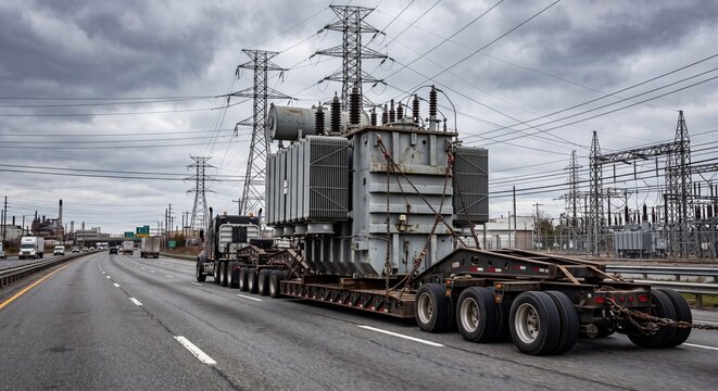 Electrical power transformer on heavy haul multi-axle trailer