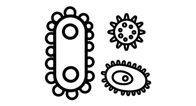 Abstract Line Art Illustration of Microorganisms and Microbes.