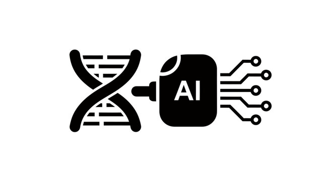 DNA and AI Integration: Visual of Genetic Patterns Merged with Circuitry.