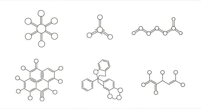 Collection of assorted chemical structure diagrams and molecular models.