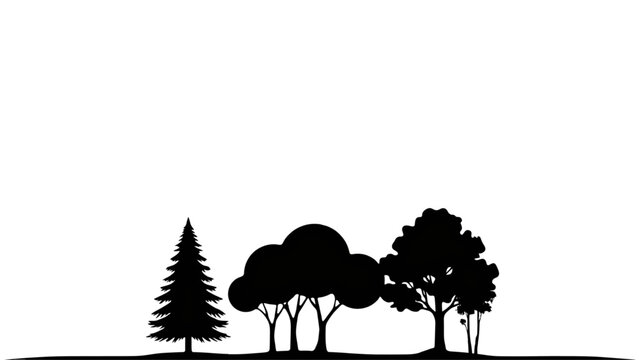 Three black silhouette trees standing on a clean background Vector