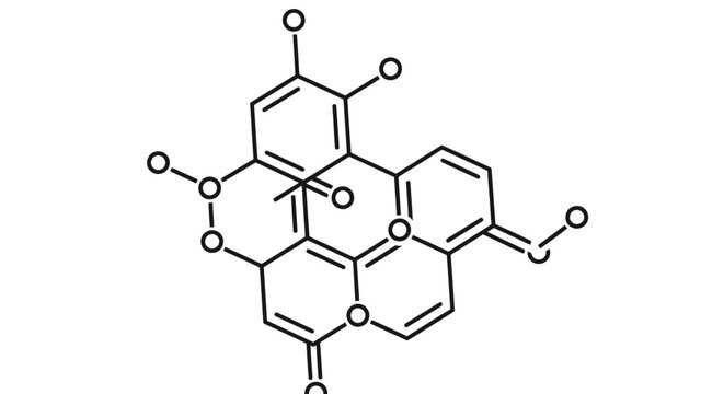 Molecular structure of a polycyclic aromatic compound shown in schematic diagram.