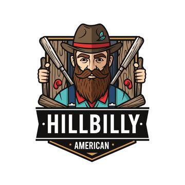 American Hillbilly Logo with Crossed Shotguns