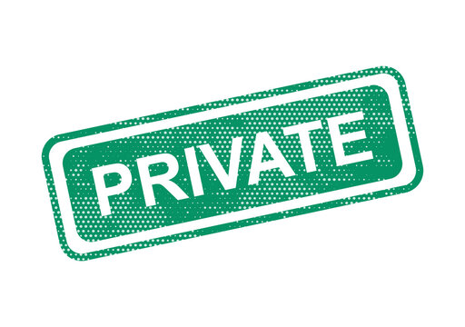 Green private stamp sign isolated on white background isolated on transparent background