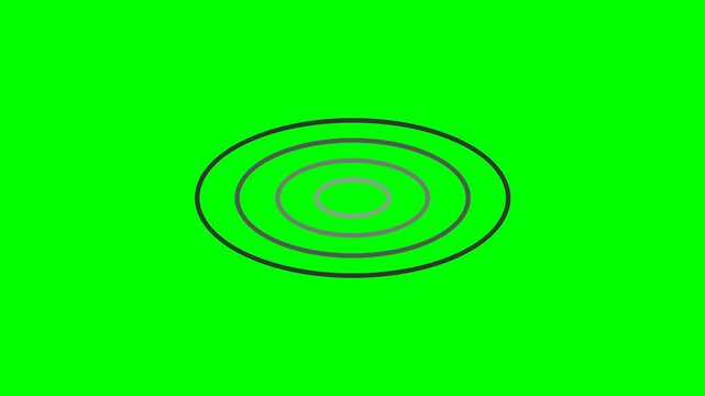 Abstract nested ellipses rotating on green screen background for science.