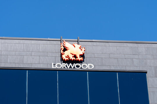 Vaughan, Ontario, Canada - June 13, 2026: Lorwood company logo on its headquarters building on Rutherford Rd in Vaughan, Ontario, Canada. Lorwood Holdings Incorporated is a property management and dev
