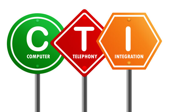 Road sign with CTI computer telephony integration word