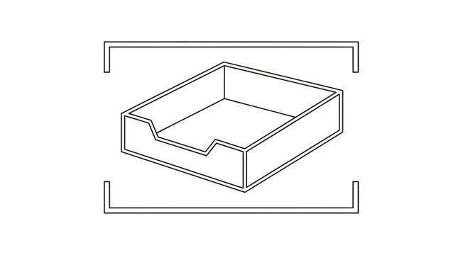 Empty Office Document Tray - Line Art Icon