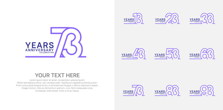 Anniversary logo set vector design, purple color for celebration event