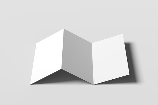 Realistic accordion fold brochure mockup featuring multiple blank panels and clean paper textures. 