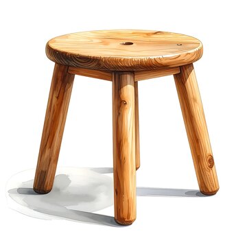 Wooden Stool Furniture Home Decor Object.