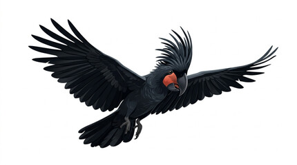 Flying black palm cockatoo vector illustration on white background © Lapak orang bejo
