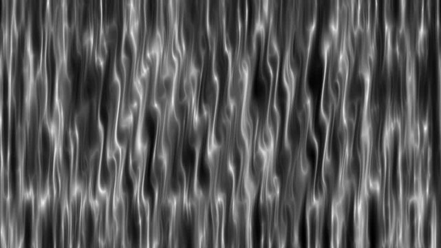 Abstract liquid silver waves flowing vertically creating metallic texture motion background while shimmering light reflects on dark surface for smooth cinematic silk effect visual loop clip