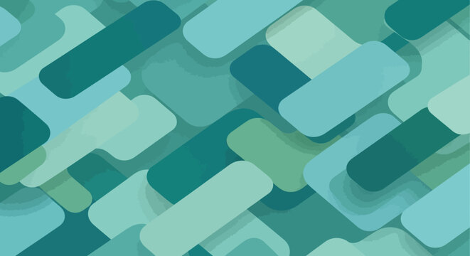 Abstract Geometric Pattern - Teal and Teal Blue Rounded Rectangles Background
