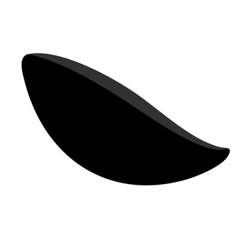Black crescent shape icon on transparent background