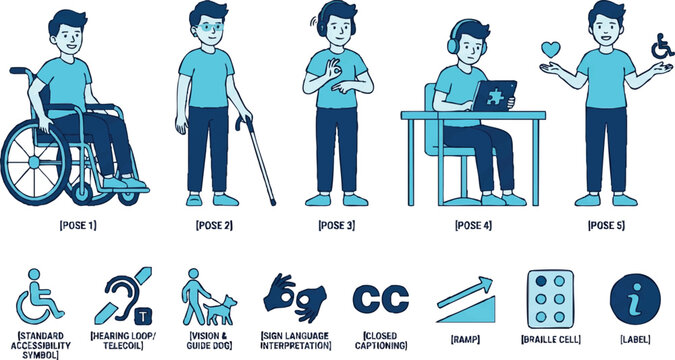 People with disabilities using technology.