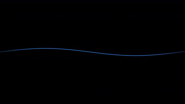 Thin Blue Curved Line Undulating Looping Animation on Transparent Background