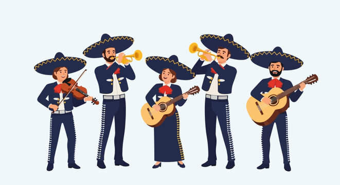Mariachi Band Musicians Playing Traditional Mexican Music
