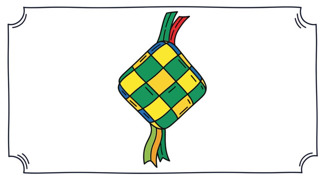 Ketupat illustration: Traditional Southeast Asian rice cake for festive occasions
