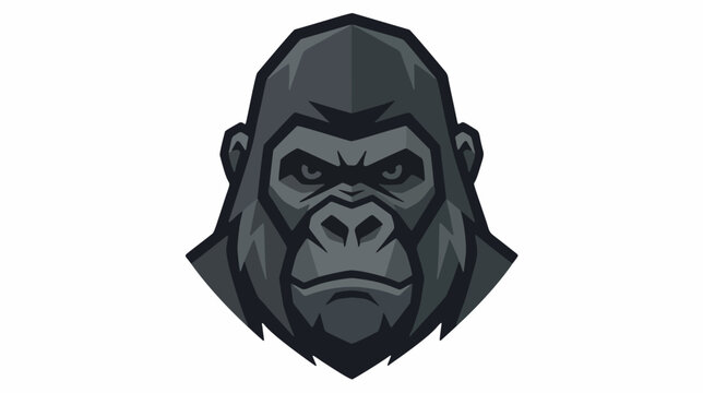 Stylized gorilla head mascot logo design with illustration character aggressive silverback silhouette minimalist
