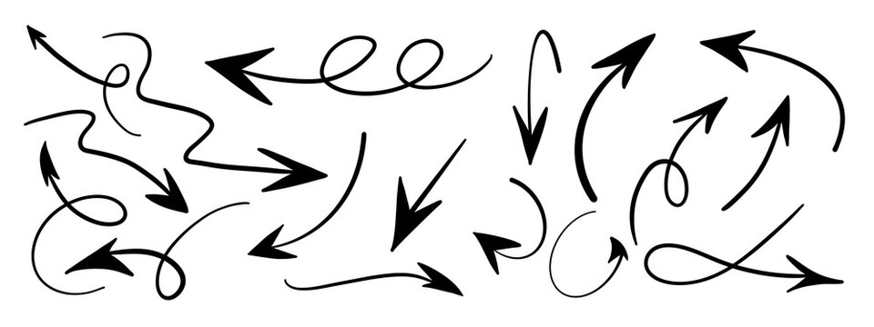 Hand drawn arrows pointing in different directions on sketch paper