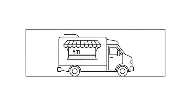 Food Truck Icon Outline, Mobile Kitchen Business, Street Food Service