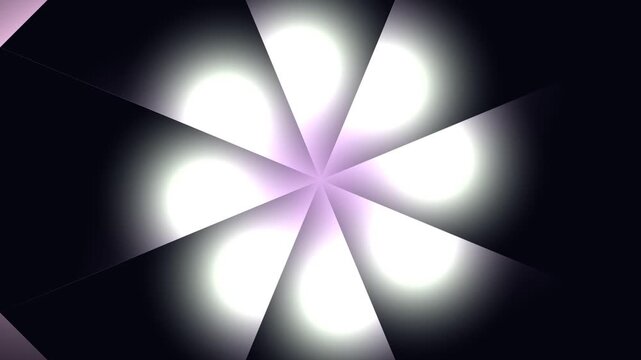 Abstract pink geometric shutter rotating and glowing on a white background