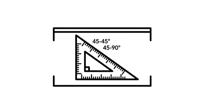 Drafting Triangle Ruler with 45-45-90 Degree Angles and Measurements