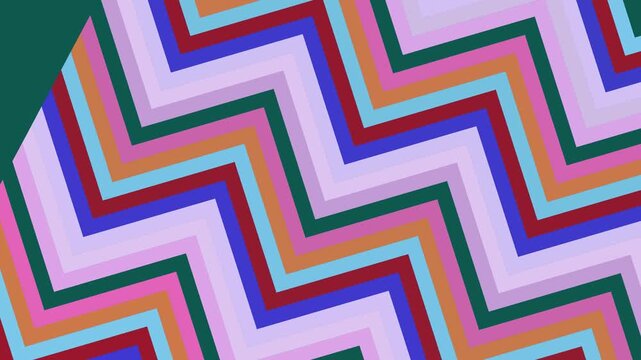 Animated retro chevron pattern background with colorful zig zag stripes looping seamlessly.