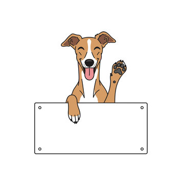 The Image Is A Cartoon Illustration Of A Brown And White Dog With A Big