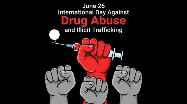 Drug abuse awareness poster, International Day Against Drug Abuse, June 26th, anti drug campaign