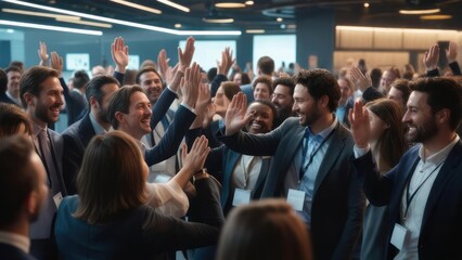 Obraz premium Business meeting, high fives