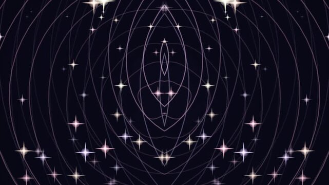 Twinkling stars and symmetrical line animation on dark background