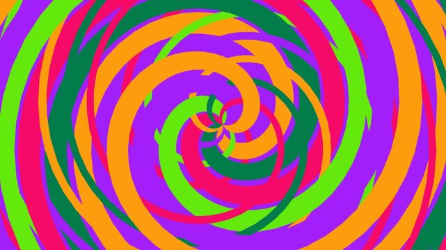 Vibrant abstract rotating spiral animation background with colorful swirls