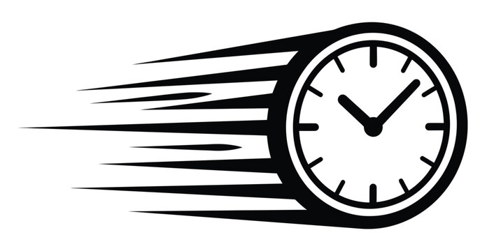 Minimalist Fast Clock Vector Symbol for Quick Time