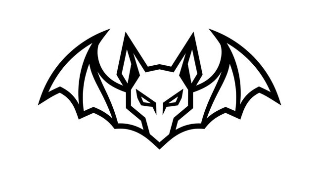 Black Bat Head Illustration.