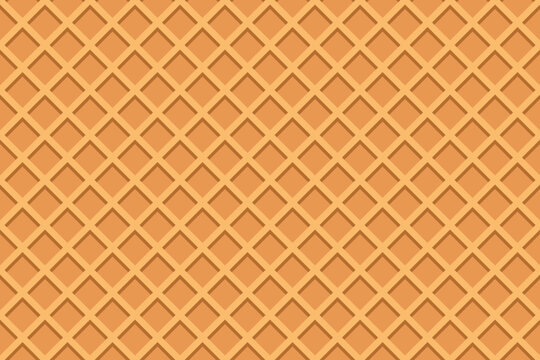 Cream Wafer Seamless Pattern Background with Realistic Ice Cream Cone Texture Vector Illustration