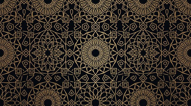 Intricate golden arabic calligraphy inspired pattern on black eid backgrounds with eid backgrounds