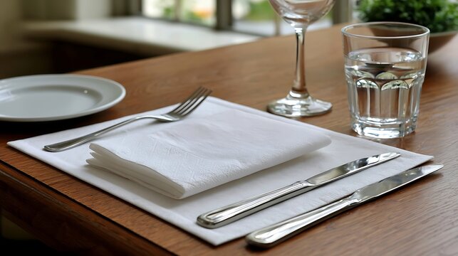 Modern Table Setting with White Napkin / モダンなテーブルセッティングと白いナプキン
